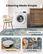 AMADA HOMEFURNISHING 2x4 Washable Area Rug, Low-Profile Entryway Rug with Non-Slip Backing & Durable Edge Binding, Vintage Rug Pattern, Small Rugs for Entryway, Kitchen & Living Room