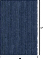 Unique Loom Braided Jute Collection Area Rug - Dhaka (4' 1" x 6' 1" Rectangle, Navy Blue)