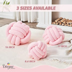 Uvvyui Knot Pillow Ball, Soft Home Decorative Pillows, Round Throw Pillow, Handmade Knotted Plush Pillow, Round Boucle Pillow Cushion (14 Inches Pink)