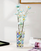 Magcolor Hand Painted Blue Woven Glass Vase -Crystal Flower Vase- 7.7 inch, Glass Plant Vase for Floral Arrangements, Centerpieces, Weddings, Housewarming, Centerpiece Home Deco.