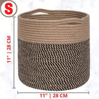 MINTWOOD Design 11 x 11 Inches Cotton Rope Basket for Flower Pot and Indoor Floor Planters, Decorative Round Woven Plant Pot Basket, Planter Covers, Small Dog Toy Storage Baskets, Black