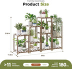 Bamworld Plant Stands Indoor 4 Sets Plant Shelves Outdoor Wooden Plant Holder for Multiple Plants Flower Stands Window