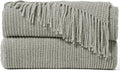 inhand Throw Blanket for Couch Bed,Chunky Chenille Woven Soft Blankets with Tassels, Cozy Boho Farmhouse Fall Winter Decor,Warm for Women,60"x80",Medium Thick-Light Grey
