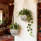 2Pcs Macrame Plant Hanger Plant Hanger Indoor Hanging Planters for Indoor Plants Decorative Modern Style Hand Knotted Woven Cotton Rope for Boho Home Decor No Tassels