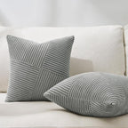 Topfinel Set of 2 LightGrey Decorative Throw Pillow Covers 18x18 Inch for Couch Sofa Bed, Farmhouse Boho Rustic Home Decor,Soft Corduroy Windmill Textured Striped Patchwork Cushion Cases