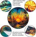 Racunbula Forest Sun Trippy Nature Tree Hippie Boho Mountain Wall Tapestry Aesthetic Starry Sky Vintage Magic River Hanging for Bedroom