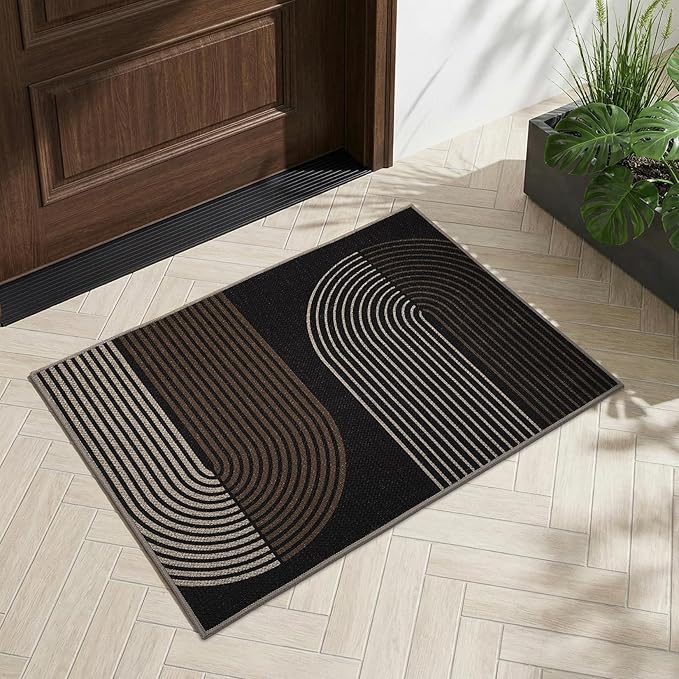 GarveeHome Modern Rainbow Easy Jute Rug, 2x3 Entryway Rug Non Slip Indoor Outdoor Doormat, Washable & Non Shedding for Front Door, Kitchen, Farmhouse Porch