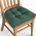 AddGrace Chair Cushions for Dining Chairs Set of 1 Kitchen Seat Cushions with Ties and Non Slip Backing Tufted Indoor Seat Pad for Kitchen Dining Room 18" x 17" x 3" Dark Green