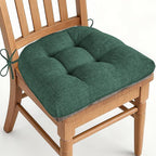 AddGrace Chair Cushions for Dining Chairs Set of 1 Kitchen Seat Cushions with Ties and Non Slip Backing Tufted Indoor Seat Pad for Kitchen Dining Room 18" x 17" x 3" Dark Green