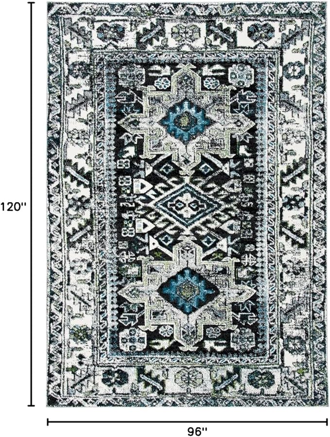 SAFAVIEH Area Rug 8x10 - Vintage Hamadan Collection - Large - Dark Grey & Ivory, Traditional Persian Design, Non-Shedding & Easy Cleaning, Ideal for Living Room, Bedroom, Dining Space (VTH211H)