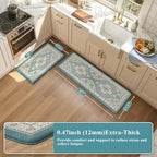 Collive Boho Anti Fatigue Kitchen Mats Sets 2 Piece Non Skid Kitchen Mats for Floor Cushioned Kitchen Rugs and Mats Waterproof Ergonomic Comfort Standing Mat Runner for Kitchen,Home,Office,Laundry