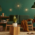 3 Pack Gold Sunburst Mirrors for Wall Decor Circle Flowers Mirrors Decorative Gold Hanging Wall Art Flowers Mirror for Home Living Dinning Room Bedroom Bathroom Boho Decoration(Cute)