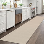 EARTHALL Woven Runner Rug 2.6x10 Ft Washable Runners for Hallways Long Non Slip Rubber Backed Kitchen Runner Braided Indoor Floor Carpet Runners for Entryway, Hallway, Kitchen, Beige/Khaki