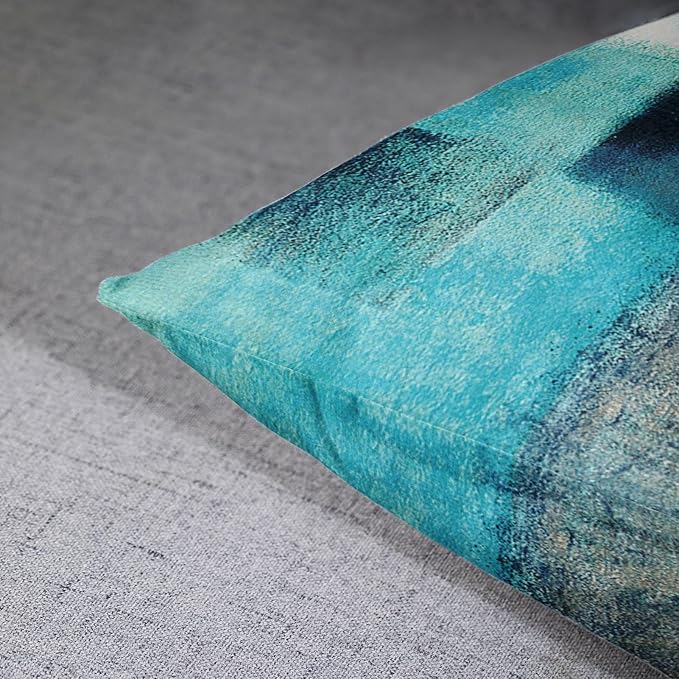 Emvency Set of 2 Turquoise White and Gray Throw Pillow Covers Modern Abstract Teal Painting Decorative Pillow Cases Home Decor Standard Square 26x26 Inches Pillowcases