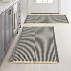 MIULEE Set of 2 Waffle Bathroom Rugs, Boho Bath Rugs Non Slip Washable, Super Absorbent Bath Mats, Ultra Soft Rubber Backed Shower Mats for Bathroom Floor, Tub, Shower, Dark Grey & Yellow, 24x36 Inch