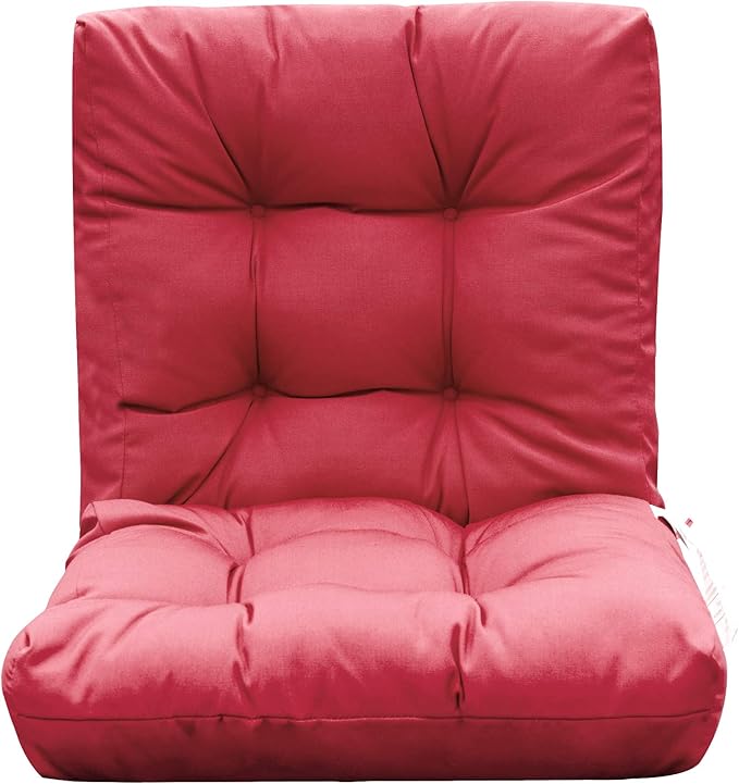 QILLOWAY Outdoor Seat/Back Chair Cushion Tufted Pillow, Spring/Summer Seasonal All Weather Replacement Cushions. (RED)