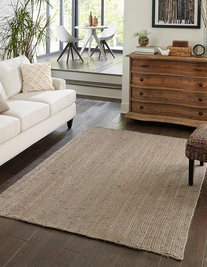 Unique Loom Braided Jute Collection Area Rug - Dhaka (4' 1" x 6' 1" Rectangle, Gray)