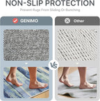 GENIMO 2X5 Washable Modern Runner Rug for Hallway, Non-Slip Low Pile Chenille Print Rug, Soft Rugs for Indoor Entryway Kitchen Corridor, Sage & Tide