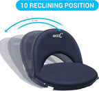 Nice C Stadium Seats, Floor Chairs, Bleacher Chairs, 10-Position Reclining Waterproof Cushion, Ultralight, Foldable, Extra Thick Padding, with Shoulder Strap & Net Pocket (Set of 1 Black)