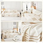 Boho Couch Cover Sofa Covers Washable, Chenille Couch Covers for 3 Cushion Couch Sofa Pet Friendly, Bohemian Sofa Slipcovers for Sectional Sofa, Loveseat, 2 3 4 Seater (71" x 150", Khaki)