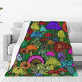 Colorful Mushroom Throw Blanket Soft Flannel Blanket 60"x50" in Bed Blanket Home Decor for Room Sofa Couch All Season