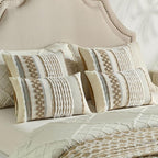 FUTEI Coffee Accent Throw Pillow Covers Set of 2, 12x20 Inch Plush Tufted Striped Textured Decorative Pillow Cases for Farmhouse Boho Couch Decor