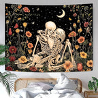 Accnicc Floral Skeleton Lovers Tapestry for Bedroom Gothic Skull Wall Tapestry Aesthetic Vintage Flower Plant Large Tapestries Wall Hanging for Living Room Dorm 80 x 60 Inch