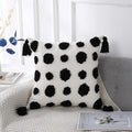 PANOD Super Soft Farmhouse Decorative Plush Throw Pillow Covers 26 x 26 Black,Solid Pom pom Tufted with Tassels Modern Accent Boho Square Cushion Cover Pillow Case for Couch Sofa
