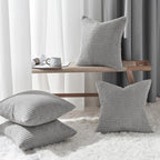 Topfinel 4 Packs Decorative 20x20 Inch Grey Throw Pillow Covers for Living Room Couch Bed, Rustic Modern Home Decor, Soft Corduroy Small Bulge Accent Square Cushion Case 50x50 cm(Light Grey)