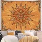 Accnicc Boho Floral Mandala Tapestry for Bedroom Bohemian Flower Wall Tapestry Aesthetic Extra Large Vintage Orange Hippie Indian Tapestries Wall Hanging for Living Room Dorm Decor 90 x 68 Inch