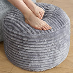 SHOUREN Stuffed Round Pouf Ottoman,Corduroy Foot Rest with Shredded Foam Filling, Lightweight and Fluffy Pouf Storage Ottoman for Living Room,Floor Poufs for Couch,18"x 14", Dark Grey