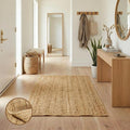 Jute Area Rug - 3x5 Natural Jute Rug with Non-Slip Backing, Low-Profile Farmhouse Rug for Living Room, Bedroom or Rustic Entryway mat, Eco-Friendly Boho Decor, Non-Shed for High-Traffic