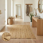 Jute Area Rug - 3x5 Natural Jute Rug with Non-Slip Backing, Low-Profile Farmhouse Rug for Living Room, Bedroom or Rustic Entryway mat, Eco-Friendly Boho Decor, Non-Shed for High-Traffic