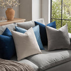 MIULEE 20x20 Inch Velvet Throw Pillow Covers, Pack of 2 - Dark Blue, Super Soft Decorative Square Cushion Cases Modern Luxury Home Decor for Sofa, Couch, Bed, Chair with Invisible Zipper