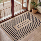 Tangsoo Geometric Easy Jute Rug 2x3 Washable Rug,Small Area Rug for Entryway,Non-Slip Black Thin Indoor Outdoor Door Mat Modern Farmhouse Carpet for Entrance Kitchen Bedroom Front Porch