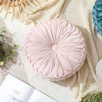 Round Throw Pillows Decorative Pleated Throw Pillows 15'' Diameter Accent Pumpkin Boho Chair Cushion for Couch Sofa Home Decoration(Pink,1 Pcs)