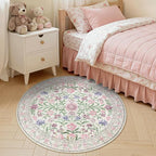 Lahome Sylvie Light Purple 4 ft Round Accent Rug, Small Circular Soft Mat for Nursery & Reading Nook, Machine Washable Low Pile Carpet for Cozy Self-Care Retreat Decor