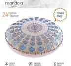 Mandala Life ART Bohemian Meditation Cushion Cover –Luxury, Artisan Room Décor Floor Pillow Case for Yoga, and Boho Chic Seating Area Floor Pillow – Accent Your Living Room, Bedroom, Kids