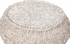 L. R. Resources, Inc. LR Home Beige/White Cable Knit Cotton Pouf for Home Decor | Hand Made Modern Foot Rest for Bedroom & Living Room Décor | 20 x 20 x 12 Stuffed Pouf for Seating