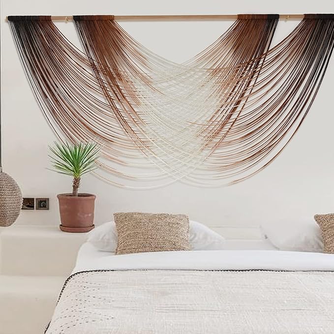 Jakalin Macrame Wall Hanging Dip Dyed Large Fiber Wall Art Macrame Wall Decor Boho Bedroom Living Room Wall Decor,59" W x 35" L