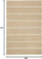 Dash and Albert Arbor Jute Area Rug - 8.5 X 11.5 Ivory Stripe Handwoven Accent Rug - Durable, Eco-Friendly, High Traffic Area Kitchen, Hallway, Bedroom - Premium Luxury Hotel Quality Soft Breathable