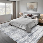 Washable Rugs 8x10 Area Rugs for Living Room,Rugs for Bedroom,Large Carpets,Ultra Soft Faux Wool Retro Dining Room Rug,Non Slip&Non-Shedding Low Pile Vintage Print Rug for Home Office-Grey Cream