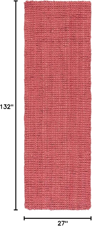SAFAVIEH Natural Fiber Collection Runner Rug - 2'3" x 11', Red, Handmade Farmhouse Jute, Ideal for High Traffic Areas in Living Room, Bedroom (NF730D)