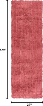 SAFAVIEH Natural Fiber Collection Runner Rug - 2'3" x 11', Red, Handmade Farmhouse Jute, Ideal for High Traffic Areas in Living Room, Bedroom (NF730D)