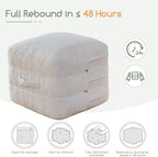 HIGOGOGO Pouf Ottoman Stuffed Square Modern Foam Filled Foot Rest Poufs 20 X 18 Inches Modular Ottomans Separated Into Floor Cushions for Living Room Chair Decorative Stool, Beige