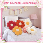 6 Pcs Flower Shaped Pillows Daisy Floor Throw Pillows 15 Inch Flower Seat Cushion for Reading Sofa Couch Bed Decor for Back to School First Day of School(Fresh Color)