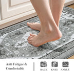 Collive Boho Kitchen Rugs and Mats 2PCS, Cushioned Anti Fatigue Kitchen Mats for Floor Waterproof Non Slip Comfort Foam Standing Mat for Kitchen,Office,Sink,Laundry,17.3''x29''+17.3''x47''