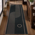 Tangsoo Easy Jute Rug 2x6 Washable Runner Rug for Hallways,Non-Slip Thin Outdoor Rug Runner,Modern Farmhouse Black Round Rainbow Carpet Runner for Porch Laundry Bedroom Kitchen Entryway