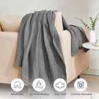 PHF 100% Cotton Muslin Throw XL Blanket Large 50" x 70", 4-Layer Lightweight Gauze Throw, Breathable Cloud-Soft Minimalist Blanket for Bed, Couch, Camping & Baby, Greyish Black, Ideal Gift