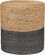 REDEARTH · Cylindrical Pouf Foot Stool Ottoman - Jute Braided Pouffe Poof Accent Sitting Footrest for The Living Room, Bedroom, Nursery, Patio, Lounge & Other Rooms (14.5”X14.5”X16”; Natural Gray)